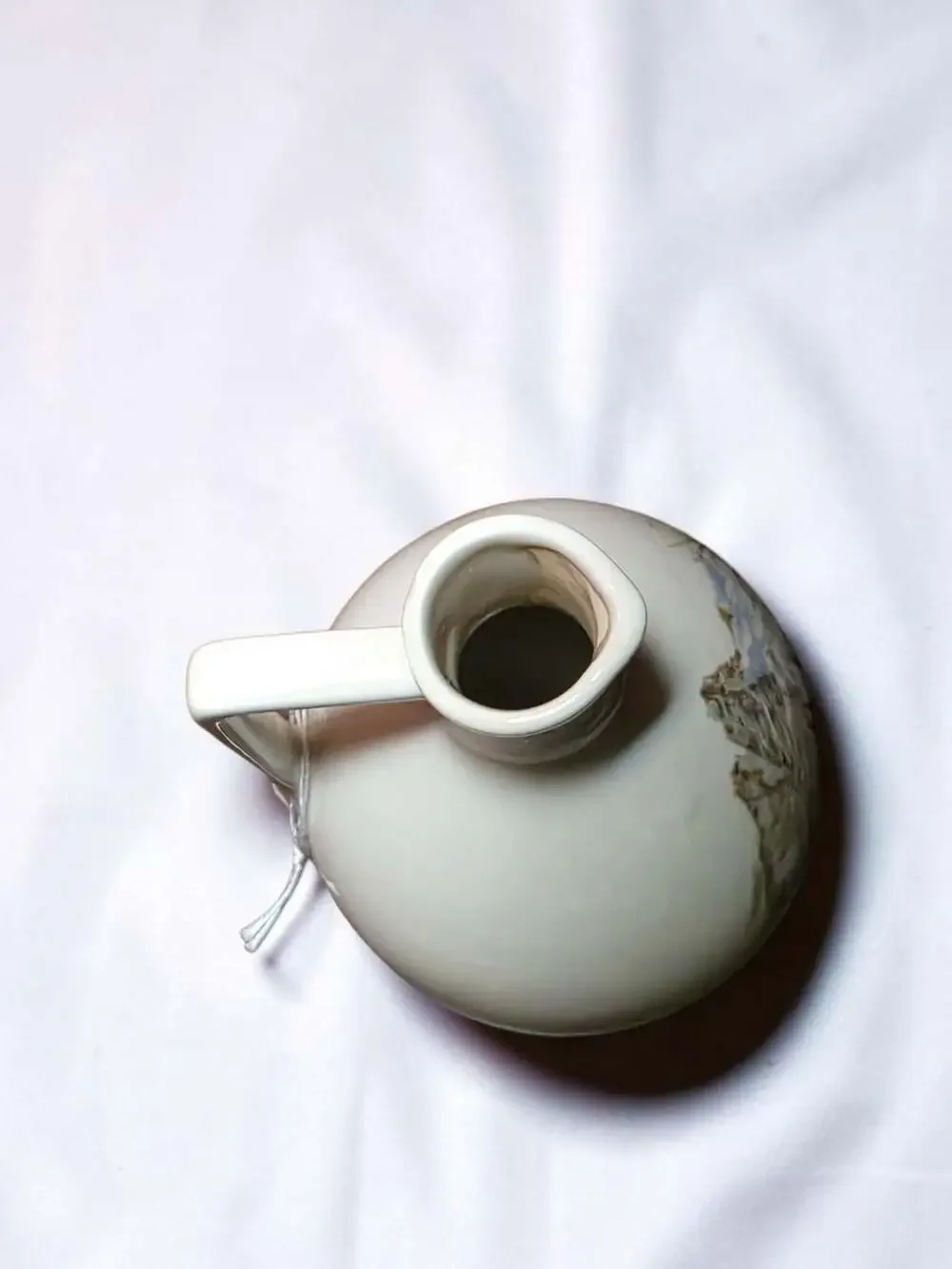 Porcelain Jug Pitcher w/ Painted Mountain Scene Marked Mind. Jnh 0.3501